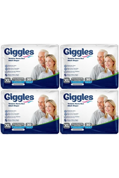 GİGGLES Hasta Bezi Yetişkin Bel Bantlı Tekstil Yüzey Ekstra Büyük (XL) 120 Adet (4PK*30) ürün görseli