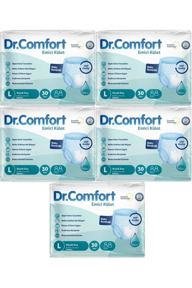 DR.COMFORT Hasta Bezi Yetişkin Emici Külot L-Büyük 150 Adet (5Pk*30) ürün görseli