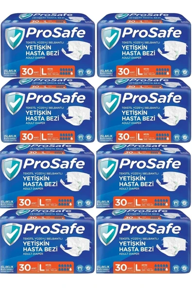 PROSAFE Hasta Bezi Yetişkin Bel Bantlı Tekstil Yüzey L - Large - Büyük Boy 240 Adet (8PK*30) ürün görseli