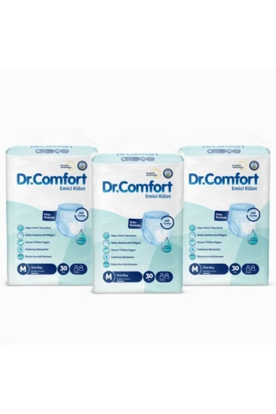 DR.COMFORT Yetişkin Emici Külot Medium30'lu 3 Paket 90 Adet - 2