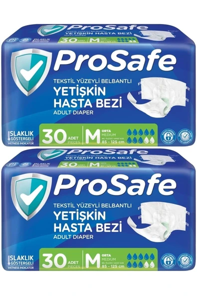 PROSAFE Hasta Bezi Yetişkin Bel Bantlı Tekstil Yüzey M - Medium - Orta Boy 60 Adet (2PK*30)