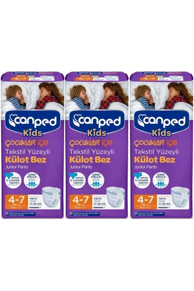 CANPED Kids Çoçuklar Için Külot Bez Tekstil Yüzeyli Yaş 3 paket 4-7 yaş 17-30 kg ürün görseli