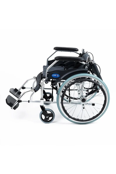 COMFORT PLUS Alüminyum Özellikli Refakatçı Frenli Hafif Tekerlekli Sandalye (FÜME) - Resim 6