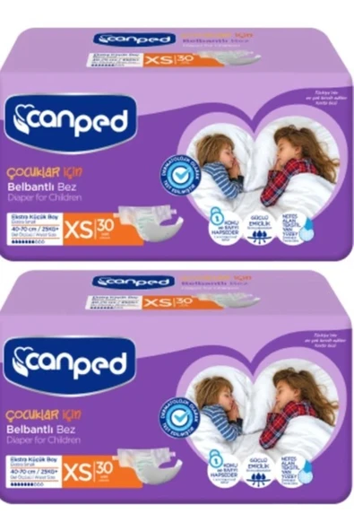 CANPED Belbantlı Extra Küçük Hasta Bezi 30 Lu X 2 Adet ürün görseli