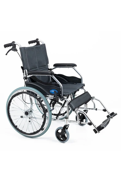 COMFORT PLUS Alüminyum Özellikli Refakatçı Frenli Hafif Tekerlekli Sandalye (FÜME) - Resim 2