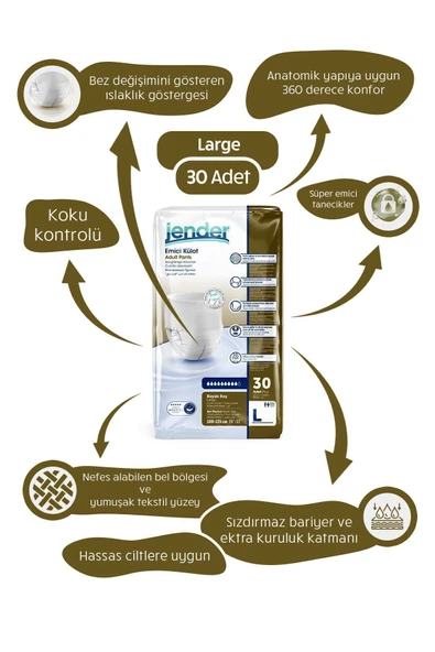 JENDER Emici Külot Yetişkin Bezi Large 30 Adet ürün görseli
