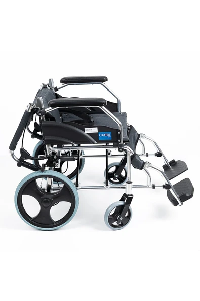 COMFORT PLUS Ky863labj-a12 Alüminyum Transfer Özellikli Refakatçı Frenli Hafif Tekerlekli Sandalye (FÜME) - Resim 5