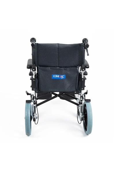COMFORT PLUS Ky863labj-a12 Alüminyum Transfer Özellikli Refakatçı Frenli Hafif Tekerlekli Sandalye (FÜME) - Resim 4