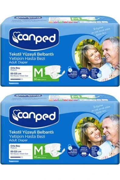 CANPED Belbantlı Tekstil Yüzey Hasta Bezi Orta Medium 30 Adet - 2
