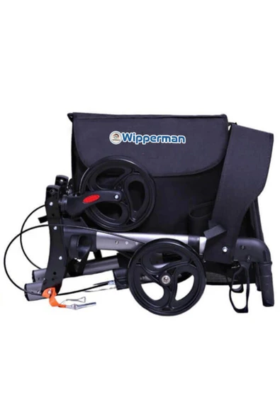 WOLLEX Wipperman Marka Alüminyum Tekerlekli Rolatör Frenli Oturma Aparatlı Orjınal Ürün Dm-9102 - Resim 3