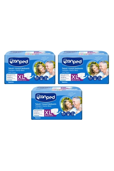CANPED Yüzeyli Belbantlı Hasta Bezi Büyük (xl) 30 Adet 3 Paket (3x30=90) - 1