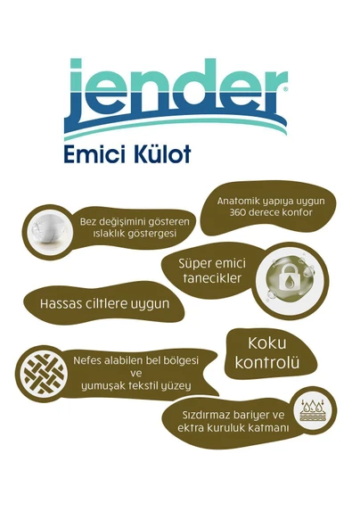 JENDER 5,5 Damla Emici Külot Ekstra Büyük Boy Xlarge 30 Adet - 2