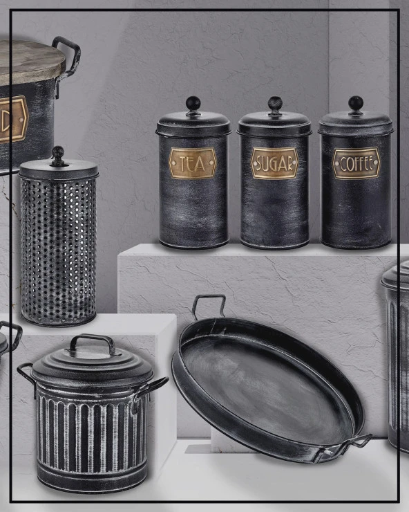 The Mia Galvaniz Tepsi Dark Stone 48x40cm - 2