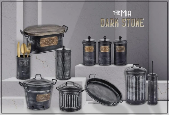 The Mia Galvaniz Tepsi Dark Stone 48x40cm - 3