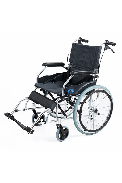 COMFORT PLUS Alüminyum Özellikli Refakatçı Frenli Hafif Tekerlekli Sandalye (FÜME) - Resim 4