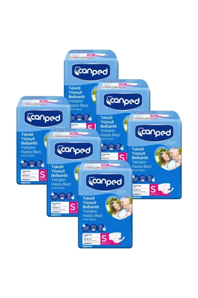 CANPED Bel Bantlı Tekstil Yüzeyli Hasta Bezi Küçük S 10'lu(6 Paket) Yetişkin Bezi