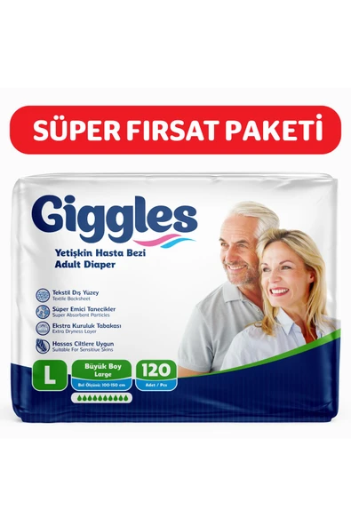 GİGGLES Yetişkin Hasta Bezi Large 30 lu 4 Paket 120 Adet
