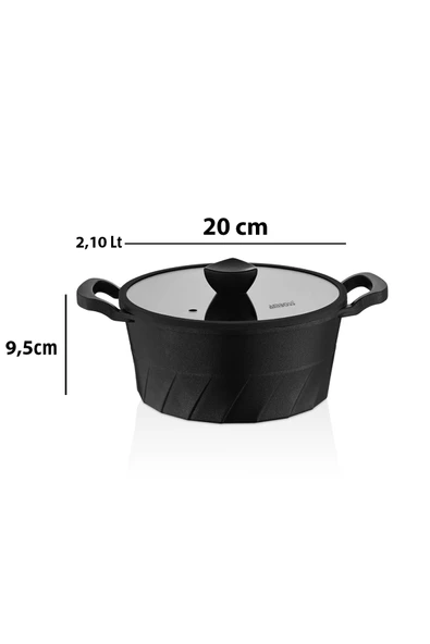 Vento Döküm Titanyum Kaplama Cam Kapaklı Derin Tencere 20x9,5 cm - 4