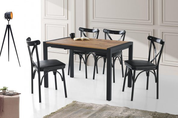 Erezoğulları Mobilya Açılır Yemek Toplantı Masası Ve 4 Ad Bahar Sandalye Takımı 75*120 cm