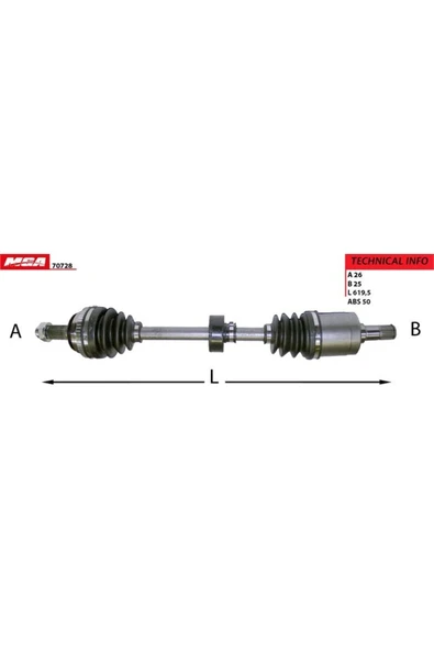 Mga 70728 Aks Komple Sag-(abslı)-(honda: Cıvıc 96>00 "1.6" ) ürün görseli