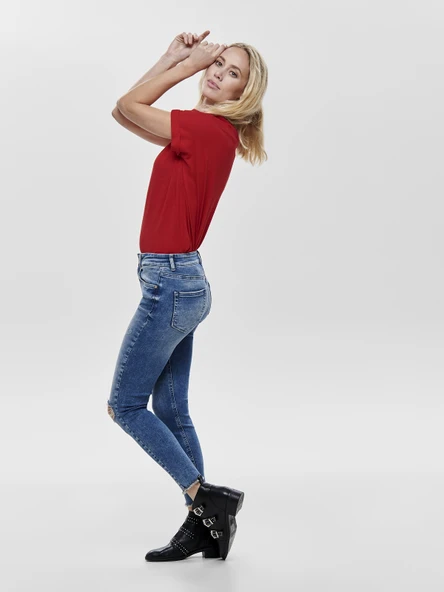 ONLY Bayan Geniş Yaka Basic Tişört 15106662 - Resim 3