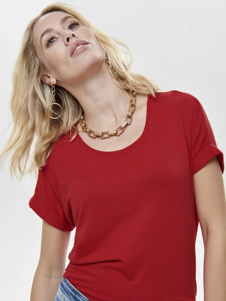 ONLY Bayan Geniş Yaka Basic Tişört 15106662 - Resim 4