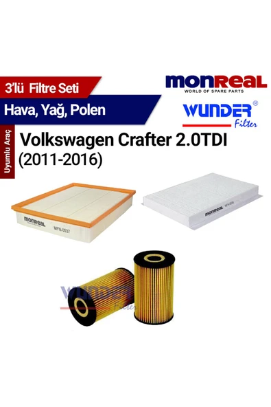 Monreal 3P Crafter 2.0 TDI 2011-2016 Filtre Seti (Hava-Yağ-Polen) - -WUNDER - 1