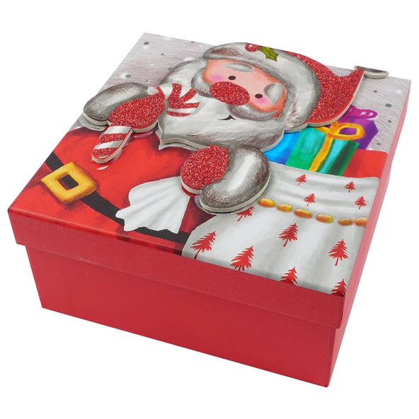 Yılbaşı Noel Baba Motifli Hediye Kutusu 19x9 cm - 4