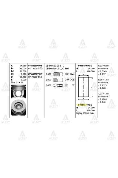 Goetze 06 Segman Starex 02-08 Sorento 03-09 2.5crdı 140hp 050 Goe--848507-00 Uyumlu - 1