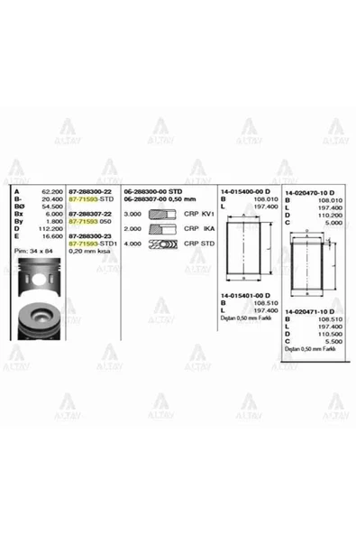 Goetze 87 Piston Segmanlı Canter 449 0.50 ürün görseli 1