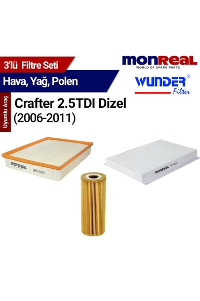 Monreal 3P Crafter 2.5 TDI Dizel (2006-2011) Filtre Seti (Hava-Yağ-Polen) - -WUNDER ürün görseli 1