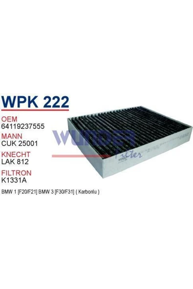 Wunder WPK222 Wpk222 Polen Filtresi - Bmw 1 [f20/f21] Bmw 3 [f30/f31] ürün görseli 1