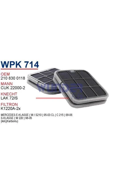 Wunder WPK714 Wpk714 Polen Filtresi - Mercedes 210 - 220 Kasa (ikili Karbonlu)