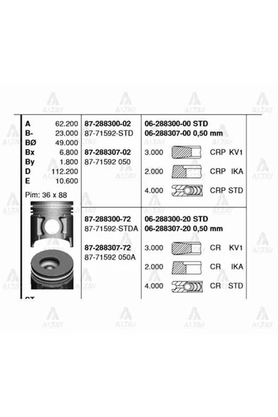 Goetze 87 Piston Segmanlı Canter 659 Turbo 0.50 ürün görseli 1