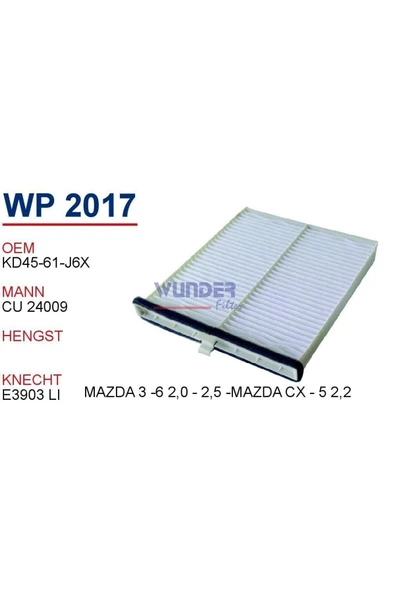 Wunder WP2017 Wp2017 Polen Filtresi - Mazda 3 -6 2,0 - 2,5 -mazda Cx - 5 2,2 ürün görseli 1