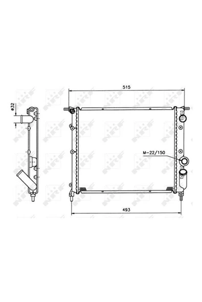 NRF 516259 Motor Radyator R19 1,4 Gtx / Gte (2 Sıra Al+pl) (0555552al) - ürün görseli 1