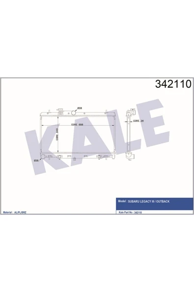 Kale 342110 Radyatör Subaru Legacy Iv-outback Al-pl-brzklr- 45111ae00a 45111ae01a 45111ae00a ürün görseli 1