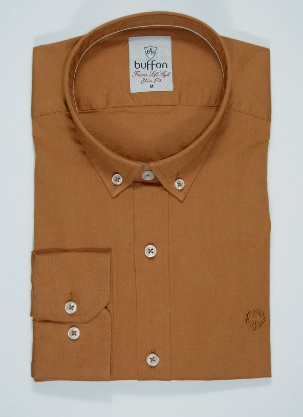 Buffon 1382 Slim Fit Puplin Yıkamalı Uzun Kol Erkek Gömlek