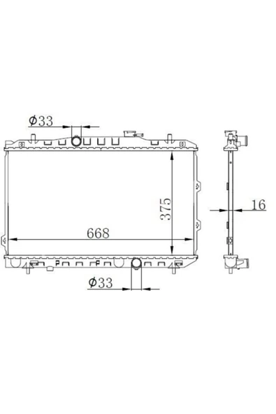 Ori BKI133016 Brazıng Su Radyatörü Kıa Cerato 1.6i/2.0i 06-(manuel Şanz.) (375x668x16) ürün görseli 1