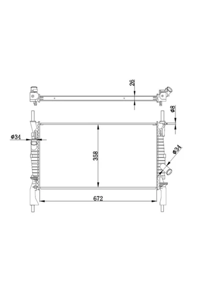 Ori BFR114026 Motor Radyatoru 672x358x26 Transıt 2.2 Tdcı 06- Manuel Orıs Bfr114 ürün görseli 1