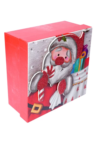 Yılbaşı Noel Baba Motifli Hediye Kutusu 15x7 cm - 5