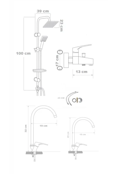 armour armatür Batarya Seti Krom 4 Lü - 6
