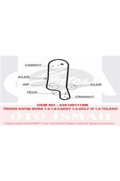 Gates 5565XS Trıger Eksantrık Kayısı Golf Iv V Polo 00- 1.4 16v Ahw 130x200 Uyumlu ürün görseli 1