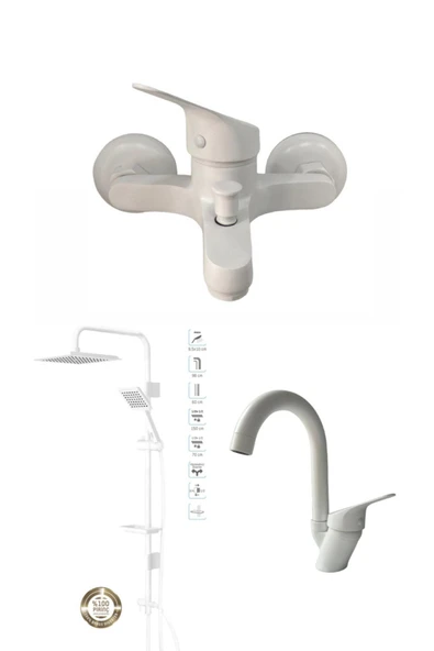 armour armatür Beyaz banyo batarya seti