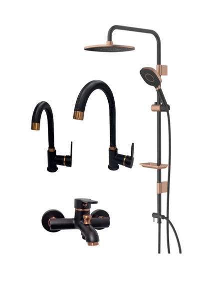 armour armatür Siyah rose banyo batarya seti