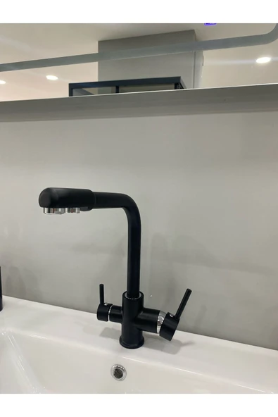 armour armatür Arıtmalı Mutfak Bataryası Siyah Eviye Musluğu Arıtıcılı 3 Yollu Eviye Batarya - 3