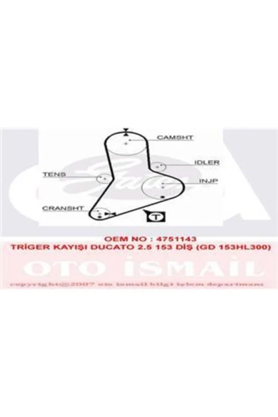 Gates 5113 Trıger Eksantrık Kayısı 153×300 Ducato 2.4td 8v 81>90 Master 2.5d 8v 89>98 Iveco Daıly Ct622 ürün görseli 1