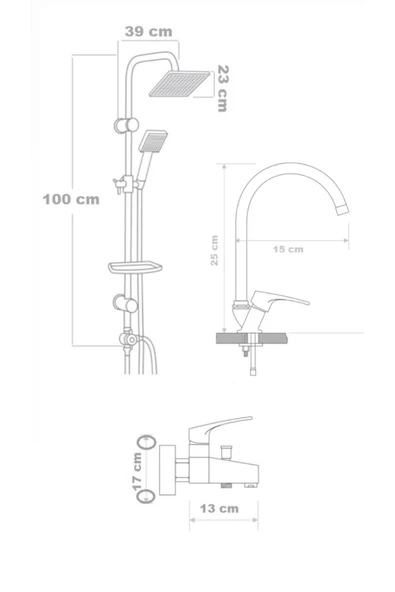 armour armatür Krom banyo batarya seti 3 lü set - 4