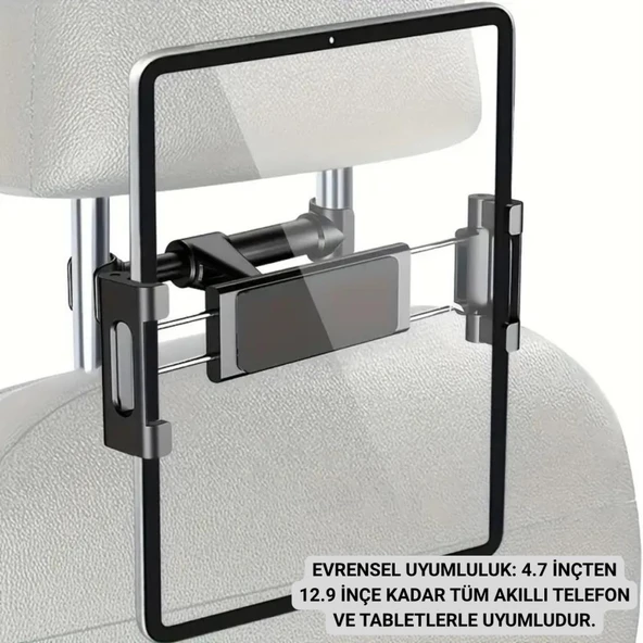 Polham 4.7 İnch ve 12.9 İnch Uyumlu Araç Arka Koltuk İçin Telefon ve Tablet Tutucu, 360 Derece Dönebilen Tablet Tutucu