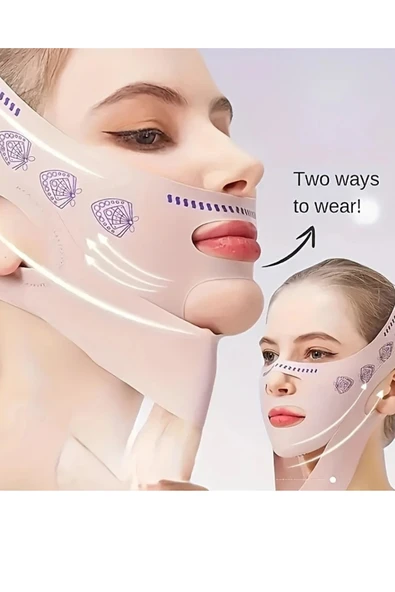 Ayarlanabilir V-Şekilli Yüz Kaldırma Bandı (Unisex) – Çift Çene Azaltıcı, Nazolabiyal Kırışıklık Sıkılaştırıcı, Nefes Alabilen & Kokusuz, Hipoalerjenik Kumaş, ürün görseli